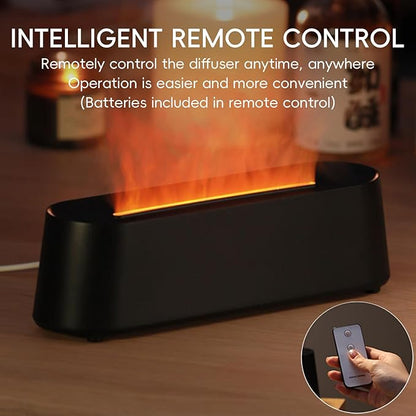 Essential Oil Diffuser, Fireplace Flame Fire Oil Diffuser, 250ml Cool Mist Aromatherapy Humidifier, Scent Diffuser with 7 Colors Light, Remote Control, Timer & Auto-Off for Home, Room (Black)