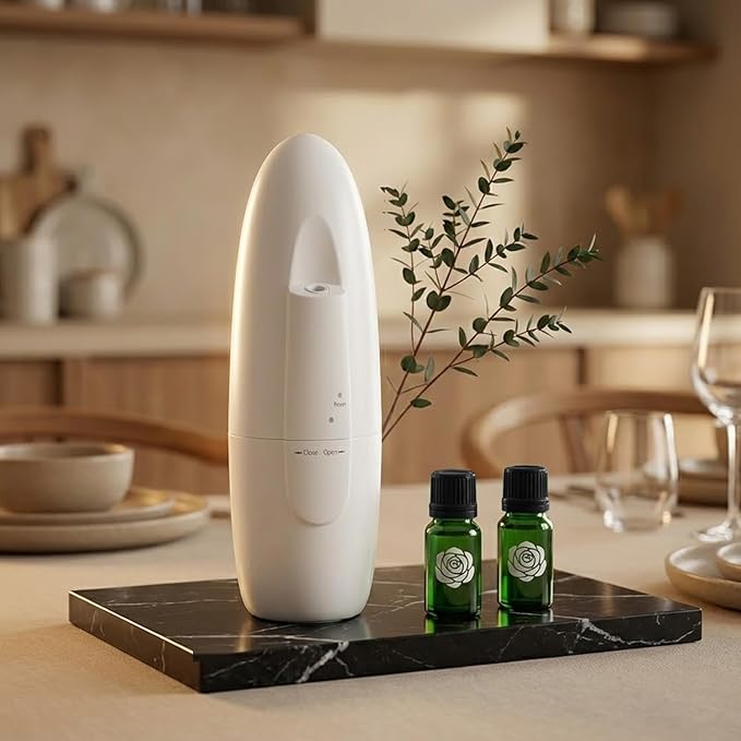 Smart Plug-in Waterless Essential Oil Diffuser -100ml, Range Nano Mist Technology, App/Bluetooth Control, Plug in Diffuser for Large Room, Spa, Office, Kid/Pet Safe - White