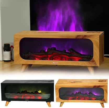 Fireplace Flame Air Diffuser Humidifier,7 Colors Aromatherapy Essential Oil Diffuser, Ultrasonic Cool Mist Humidifier with Remote,2 Gears Timer Shutdown,Can Connect to Water Bottle for Home Yoga (a1)