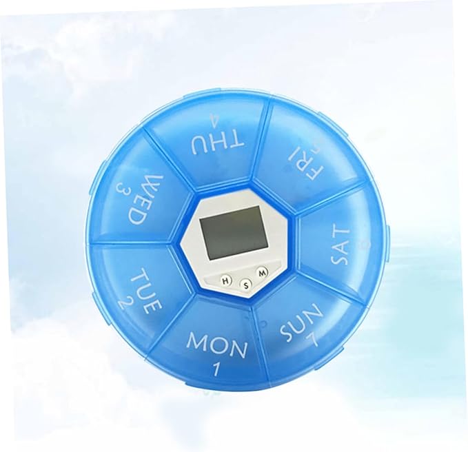 Vaguelly Compartment Pill Dispenser Alarm Clock Portable Medication Organizer for Daily Reminders Electronic Medicine Chest for Patients