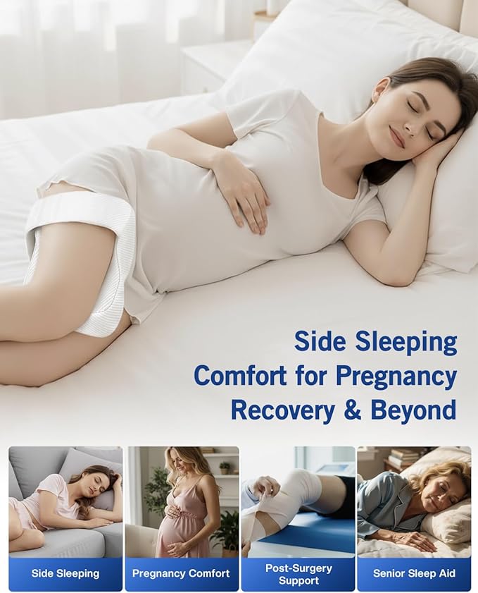 Knee Pillow for Side Sleepers, Leg Pillow for Hip Pain Relief & Spine Alignment, Memory Foam Pillow Between Knees with Adjustable Strap, Relief for Back, Sciatica, Joints