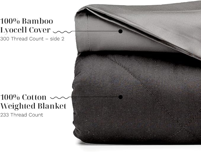 LUXOME Luxury Cooling Weighted Blanket for Adults | Includes Removable Cover | 18 lbs | 60"x80" | Queen Size | Grey