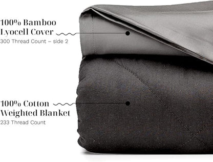 LUXOME Luxury Cooling Weighted Blanket for Adults | Includes Removable Cover | 25 lbs | 90"x80" | King Size | Grey