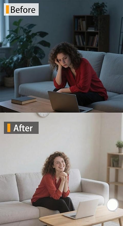 Light Therapy Lamp UV-Free, Full Spectrum 10000 Lux Bright White Light with Adjustable Brightness, Color Countdown Timer