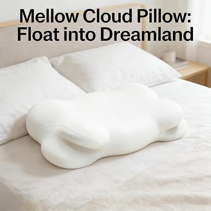 Mellow Cloud Align Pillow, Mellow Sleep Pillow, Ergonomic Memory Foam Pillows, Adjustable Cervical Neck Support Pillow, for Side Back Stomach Sleepers