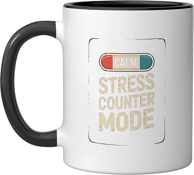 Relaxation Breathing Vagus Nerve Stimulation Stress Relief Ceramic Mug, Black/White