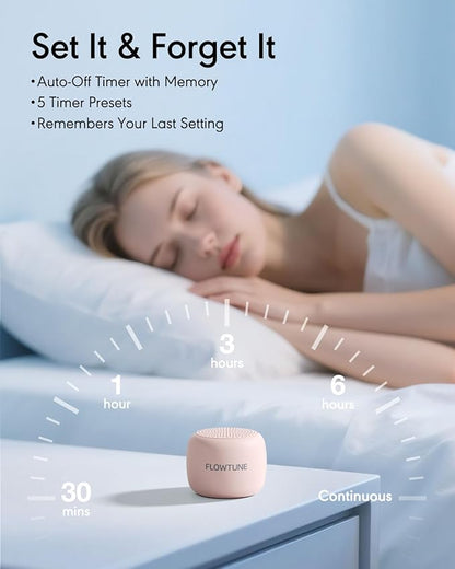 Sound Machine Flowtune White Noise Machine for Baby Adults, Mini Portable Sound Machine for Travel, 6H Timer, 18 Soothing Sleep Sounds Gift (Sakura Pink)