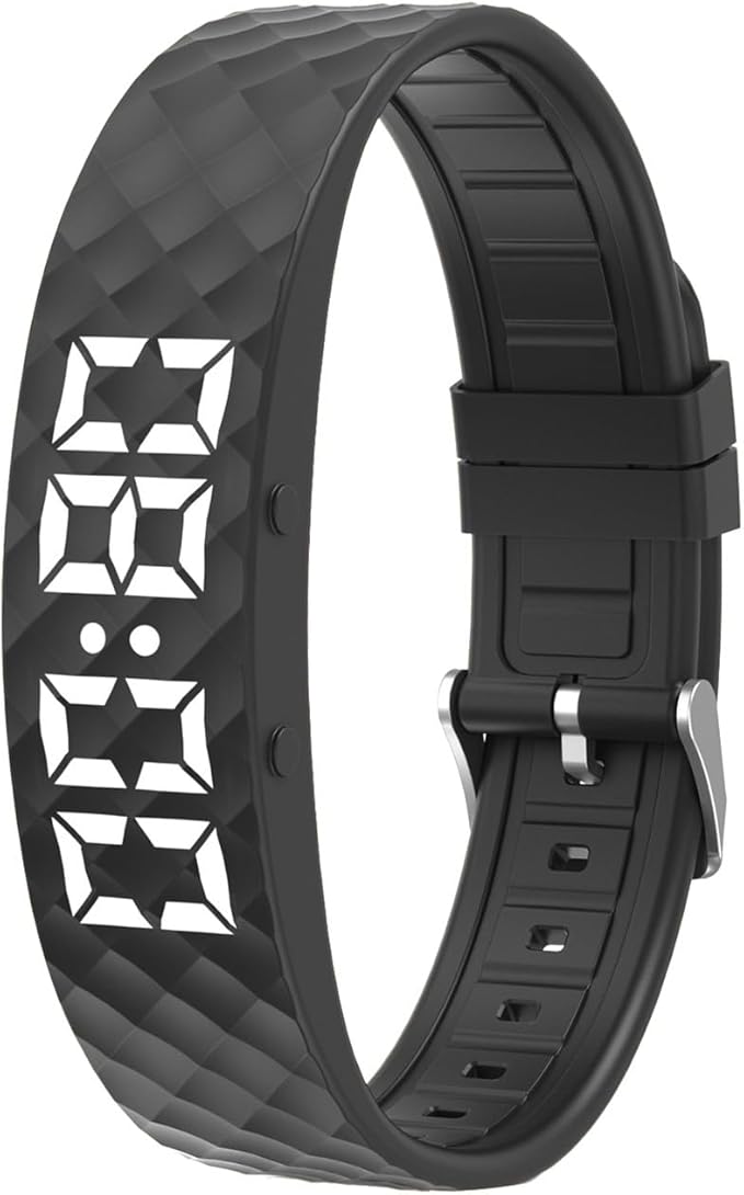 Vibrating Alarm Wristband, IP65 Waterproof Fitness Sleep Tracker, Digital Alarm Wristband for Deepsleepers Seniors Adults Use (Black)