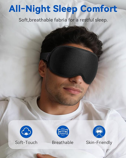 Travel Essentials Blackout Sleep Mask for Men Women: Weighted Designed 3D Zero Eye Pressure Soft - for Long Flight, Car Trip, Office Nap, Bedroom, Apartment - Rest and Relaxation Gifts