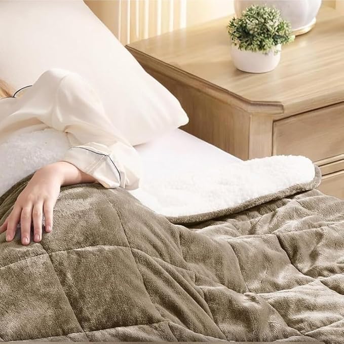 Temperature-Adjustable Blanket, Heating Blanket with Timed Shutdown, Machine Washable, for Home Use (Gray 50"x60")(07 - Chocolate Brown)