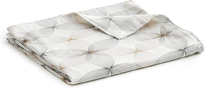 YnM Exclusive Cooling Duvet Cover for Weighted Blankets with 16 Strings (Khaki Flower, 80"x87")