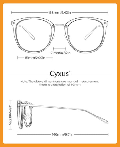 Cyxus 2 Pack Blue Light Glasses for Women, Anti Blue Light Eyeglasses for Woman Reduce Eye Fatigue Eyewear and Headaches