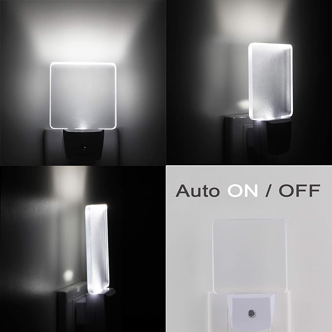2 Pack 0.5W Plug in LED Night Light with Dusk to Dawn Sensor Daylight Cool White