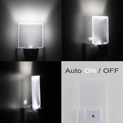 2 Pack 0.5W Plug in LED Night Light with Dusk to Dawn Sensor Daylight Cool White