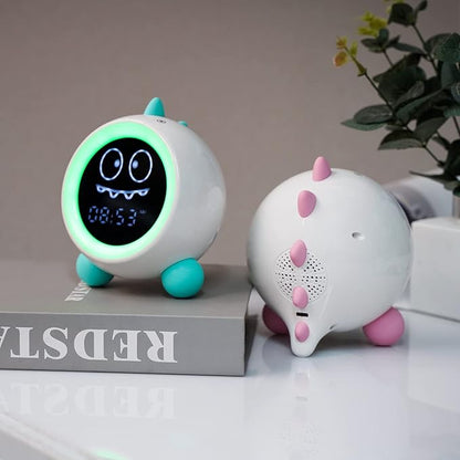 Kids Alarm Clock, Toddler Sleep Training Clock with Night Lights, Sound Machine, Time to Wake Dinosaur Alarm Clock for Children, Gift Ideas for Kids Toddler Boy Girl (Green)