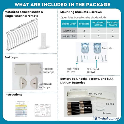 BlindsAvenue Simply Motorized Cellular Shades with Remote Control, Automatic Electric Cordless Wireless Blinds for Indoor Window, Blackout Blind, Color: White, Size: 66.5" W x 48" L