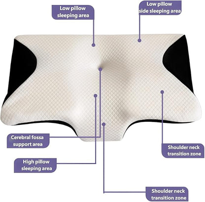 Pillow for Sleep Apnea, Cervical Neck Traction Pillow, 2-in-1 Orthopedic Memory Foam Pillows for Neck Pain Relief, for All Sleeping Positions, Breathable and Not Stuffy (2Pc * Blue)