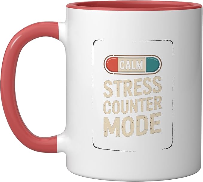 Relaxation Breathing Vagus Nerve Stimulation Stress Relief Ceramic Mug, Red/White