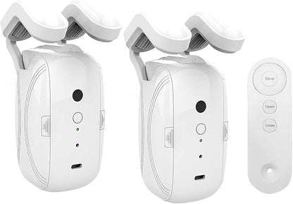 2PCS Smart Automatic Curtain Opener with Remote, Remote Controlled Electric Curtain Opener, Curtain Robot Motor for Roman Rod/I-Shaped/U-Shaped Curtain Tracks for Smart Living(A)