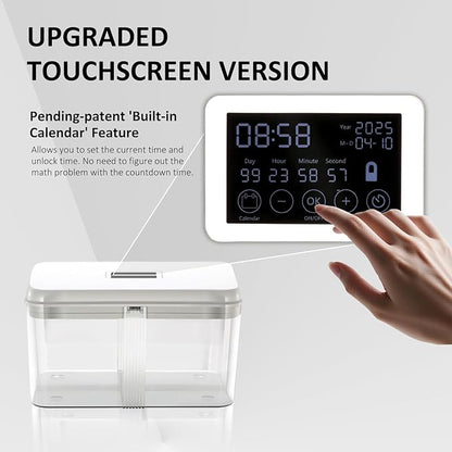 Timed Lock Box, Phone Lock Box with 'Built-in Calendar' Feature, XL Time-Locking Container 13’’x 8.5’’x 7.5’’, Timed Lock Safe for Cell Phones, Snacks and Other Tempting Items