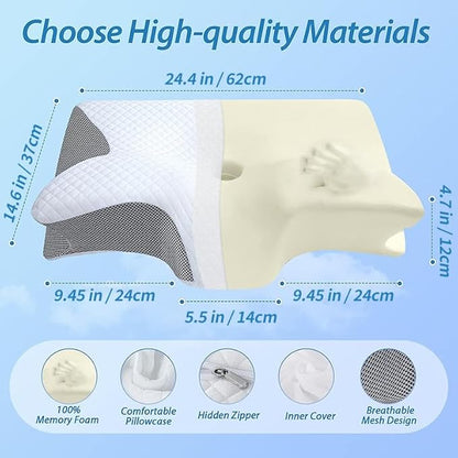Sleep Apnea Relief Pillow, Airway Pro Cervical Pillow, Ergonomic Adjustable Neck Support Memory Foam Orthopedic Deep Sleep Pillows, Suitable for Side, Back, Stomach Sleepers