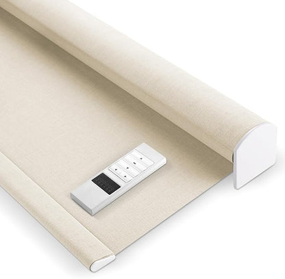 ZSHINE Motorized Blackout Window Blinds Over-Size Customize Width (21-114 Inches) Remote Control Wireless and Rechargeable Motor Roller Shades Blinds for Windows(82133A)