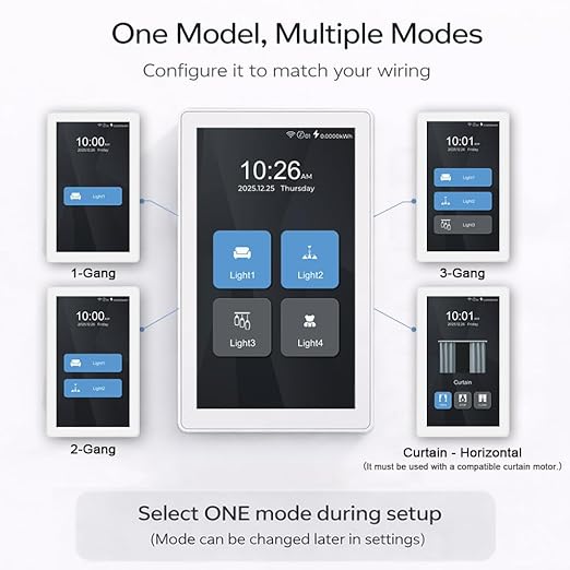 LANBON L10 Large LCD Smart Light Switch, Custom Display & Icons, 6-in-1 1/2/3/4 Gang & Curtain, 2.4GHz WiFi, Compatible with Alexa & Google Home, Motion Wake Screen, No Dimmer, Neutral Wire Required