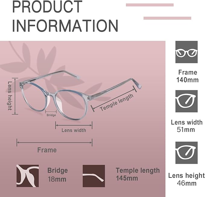 FONHCOO Blue Light Blocking Glasses Women Men TR90 Round Computer Eyeglasses (Blue)
