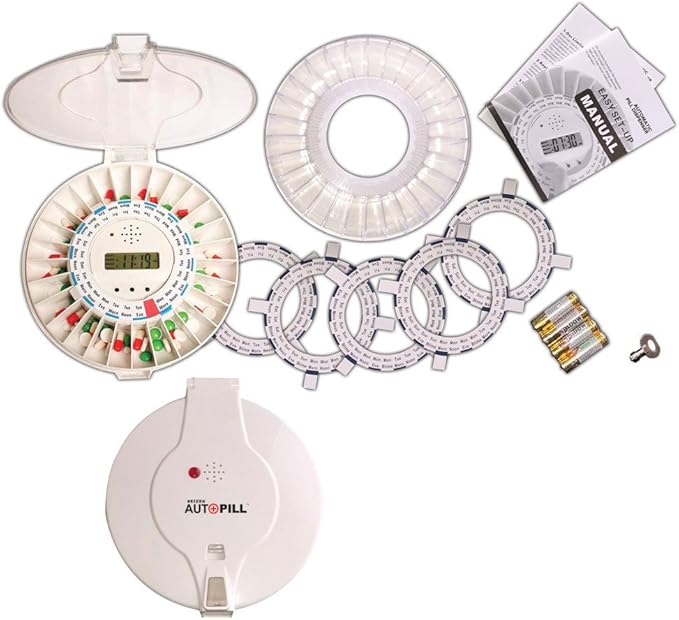 Reizen Auto Pill Automatic Pill Dispenser - 28 Compartments - Portable - White