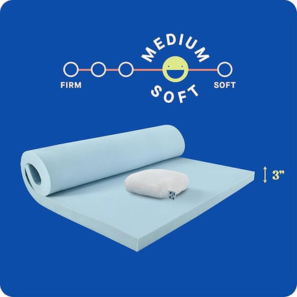 Sealy Dreamlife 3” Gel Memory Foam Twin XL Mattress Topper with Cooling Cover, SealyComfort Gel Foam, SealyCool Stretch Knit Cover with Corner Straps
