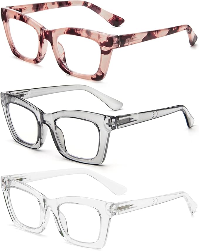 REAVEE Oprah Style Reading Glasses for Women, Blue Light Blocking Stylish Oversized Computer Readers Spring Hinge