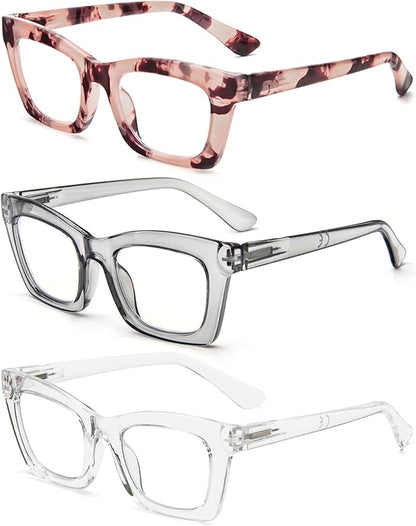 REAVEE Oprah Style Reading Glasses for Women, Blue Light Blocking Stylish Oversized Computer Readers Spring Hinge