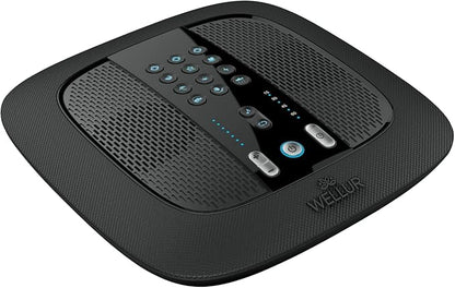 WELLUR - Stereo Sound White Noise and Natural Sound Sleep Machine with Relaxing Spa Music. Dual Build in Speakers & 3.5mm Headphone Jack, with Timer Option and USB 2.1A Port. Adapter Included (Black)