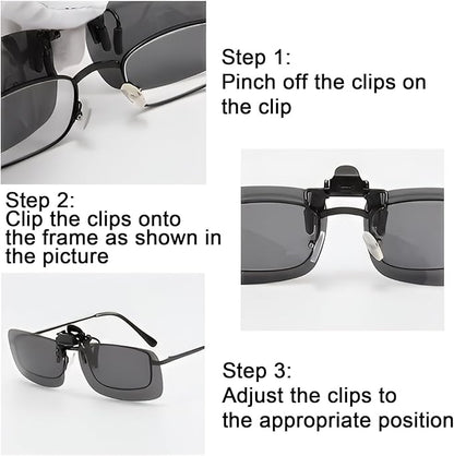 Clip on Polarized Night Vision Driving Glasses Flip up Sunglasses UV-400 to Wear Over Glasses for Night Driving