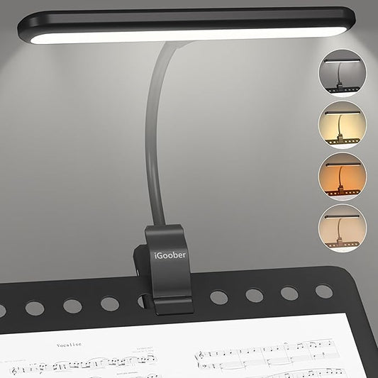 28 LED Music Stand Light, 1/2 Pack Clip on Piano Lights, Eye Caring & Blue Light Blocking, USB-C Rechargeable, 4 Color x 3 Brightness, Perfect for Musician, Piano, Keyboard, Orchestra