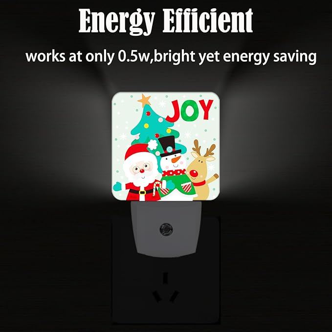 Santa Claus Snowman and Reindeer Night Light ,Plug Into Wall with Dusk To Dawn Light Sensors, Warm Nightlights for Bedroom, Bathroom, Hallway, Kitchen, Gifts Ideal for Boys Girls Women Men