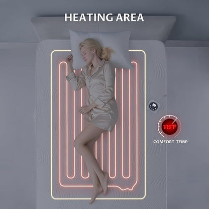 Twin XL Size Electric Heated Mattress Pad - Bed Warmer with Memory & Preheat Functions, 12 Heat Settings Single Control for 1-12 Hours Auto Off, Lighted Button