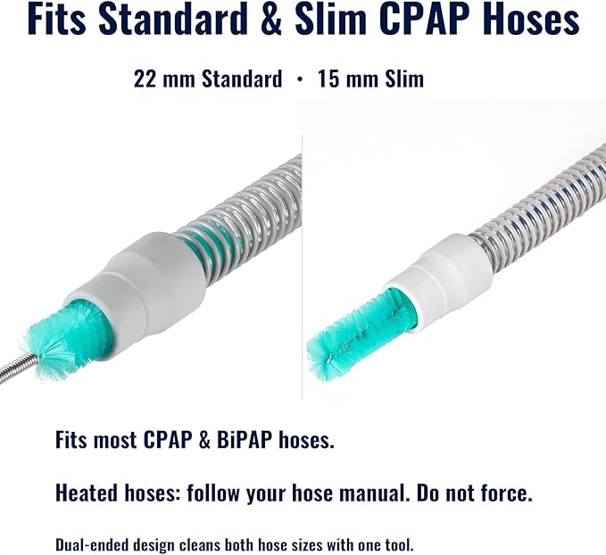 Complete CPAP Cleaning Kit with Dual-Ended 22mm & 15mm Hose Brush, Collapsible Wash Basin, 2 Detail Brushes, Hook & 210D Storage Bag for CPAP/BiPAP Tubing & Mask Care