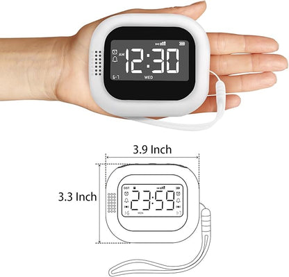 Vibrating Alarm Clock for Bedroom with White Noise, Portable Travel Alarm Clock Battery Operated, Bed Shaker for Hearing Impaired, Sleep Aid Sound Machine for Home & Camping