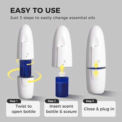 Smart Plug-in Waterless Essential Oil Diffuser -100ml, Range Nano Mist Technology, App/Bluetooth Control, Plug in Diffuser for Large Room, Spa, Office, Kid/Pet Safe - White