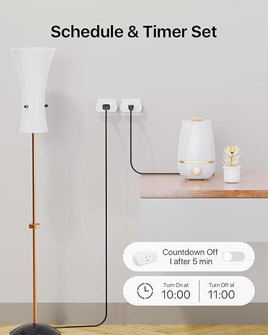 Loocam Smart Plug Compatible with Alexa Mini, Smart Home Wi-Fi Outlet, No Hub Required, Timer Function, App Control, 2.4G WiFi Only, 4 Pack, White