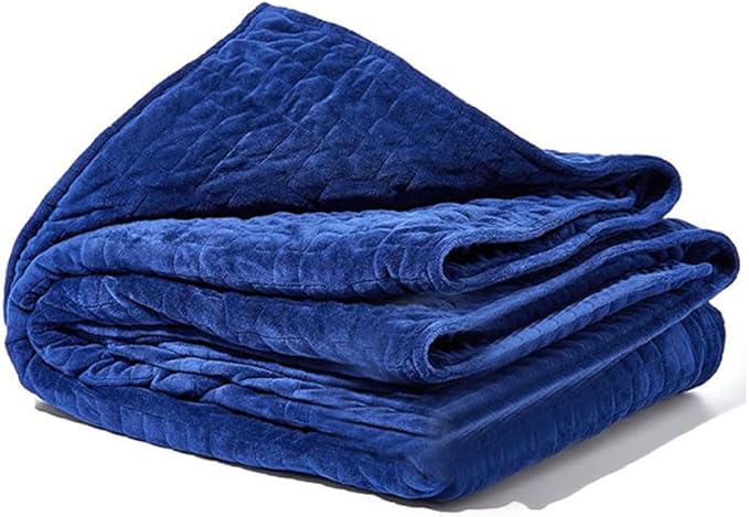 Weighted Blanket for Adults, Single Double Heavy Blanket with Lambswool Premium Glass Bead All-Season Even Weight Distribution Navy Blue 90"x90" 35 lbs