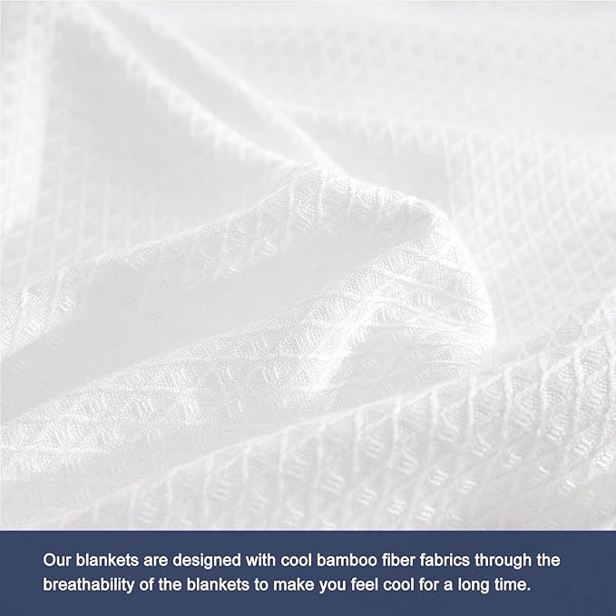 DANGTOP Cooling Blankets, 100% Rayon Derived from Bamboo, Absorbs Body Heat to Keep Cool on Warm Night, Ultra-Cool Lightweight Blanket(90x108 inches, White)