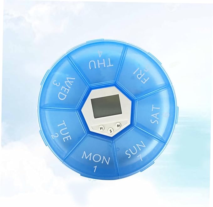 Portable 7-Compartment Electronic Alarm Clock Medication Reminder Box for Patients Timely Pill Dispenser Alarm Function for Daily Use and Travel