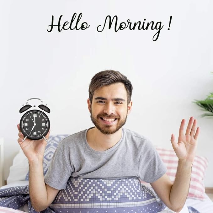 Loud Alarm Clock for Heavy Sleepers Adults, Metal 4 Inches Twin Bell Battery Operated Alarm Clocks for Bedrooms Decoration, Silent Non-Ticking Back-to-School Gift (Black)