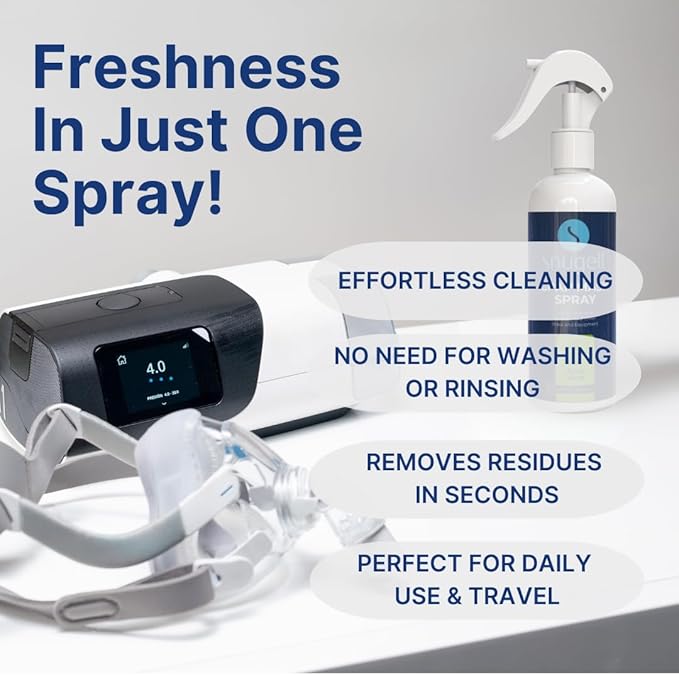 Snugell CPAP Cleaner Spray - Alcohol Free with Aloe Vera, Gentle Cleaner for Masks, Tubes & Machines for Best CPAP Cleaning - Easy to Use, Refreshes & Maintain your Equipment (16 floz bottle) (1-Pack)