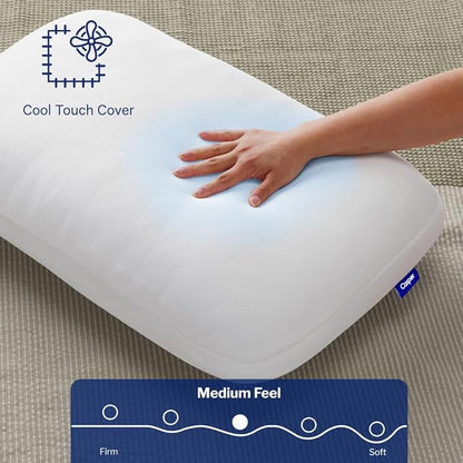 Casper Sleep Essential Cooling Hybrid Pillow, King Size – Dual-Sided Foam & Down-Alternative Fill, Medium Feel, Cooling Cover, Supports Side Sleepers, Breathable & Pressure-Relieving