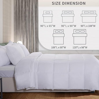 NEXHOME PRO Organic Natural Cooling Lightweight Comforter King,Viscose from Bamboo White 90"x 108" Down Alternative Cool Duvet Insert,Summer Bedding Blanket for Hot Sleepers,8 Corner Tabs