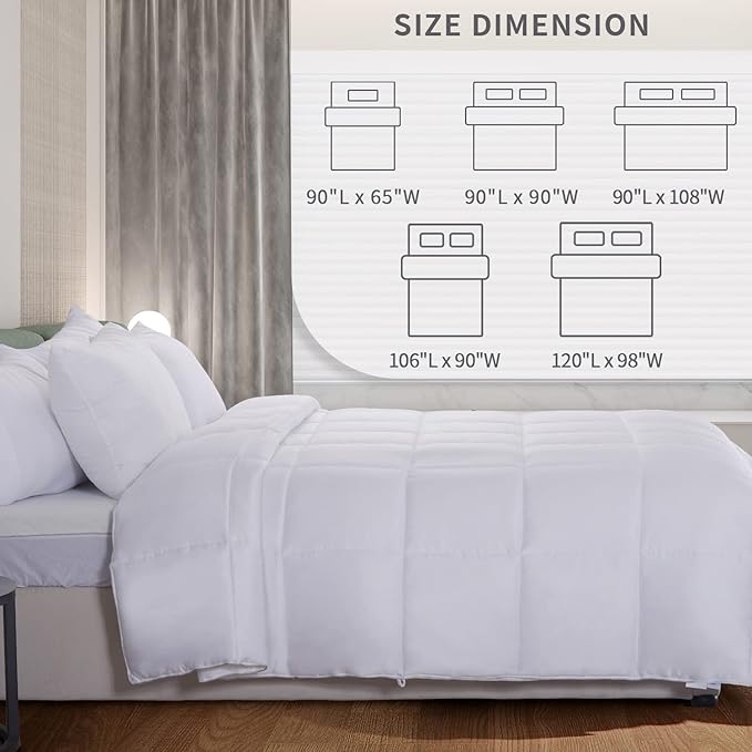 NEXHOME PRO Viscose from Bamboo Cooling Comforter,White Twin Lightweight Down Alternative Cool Organic Natural Duvet Insert,Summer Bedding Blanket Cool for Hot Sleepers,8 Corner Tabs(65"x 90")