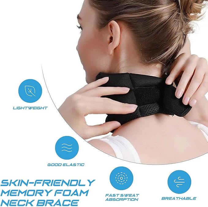 VitaVix Neck Support, Anti-Forward Tilt Neck Traction Device for Neck, Ergonomic Neck Pain Relief Collar for Snoring, Fuyobiz Adjustable Soft Foam Support (Medium Size)